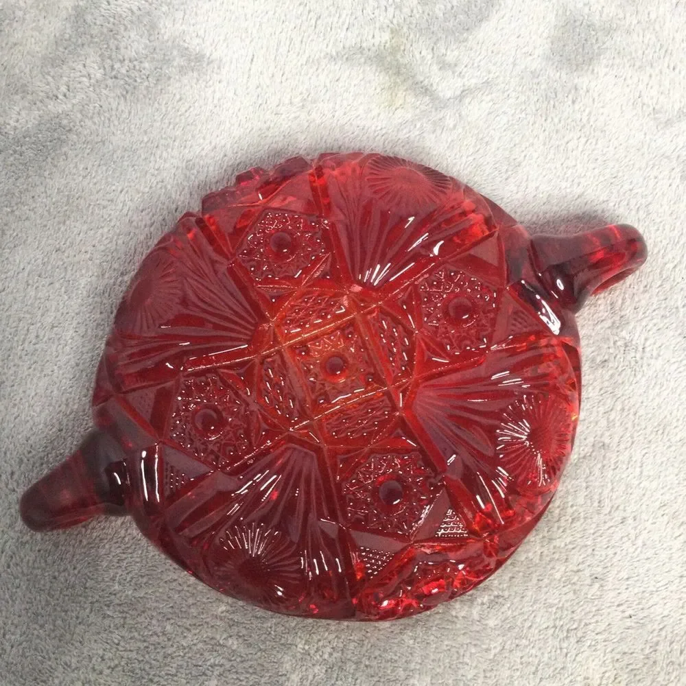 Vintage Westmoreland Ruby Red Sawtooth‎ Point Glass Relish Candy 7